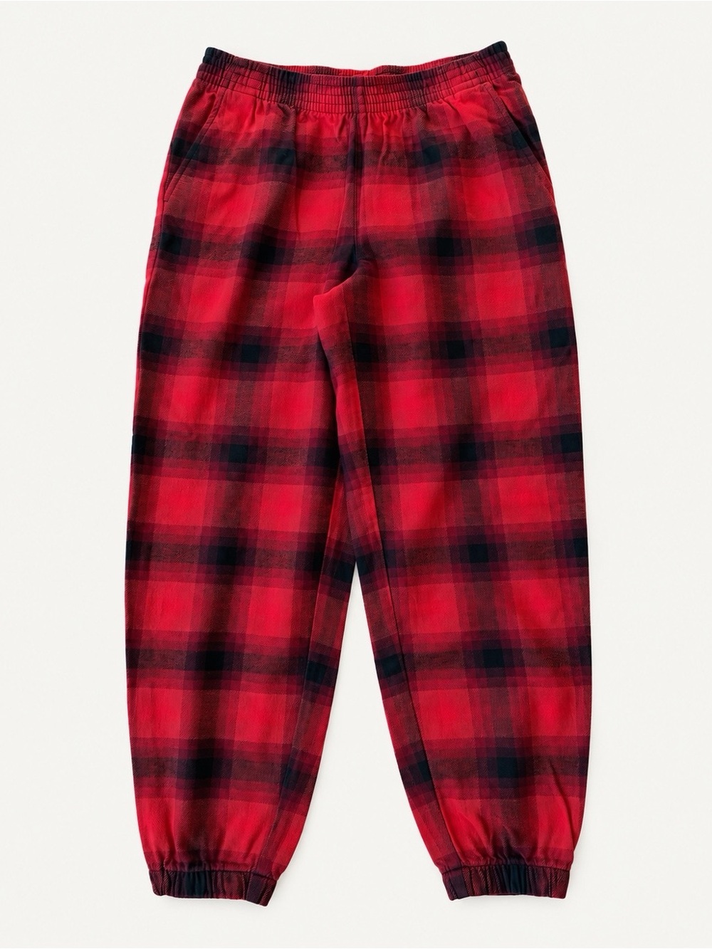 TNA Aritzia Red Flannel Plaid Relax Jogger Pull-On Pant MEDIUM Cozy Granola